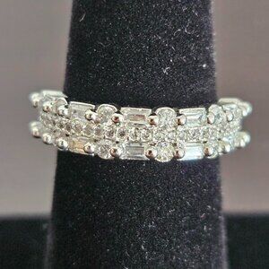 Baguette and Rounds CZ and Silver Ring